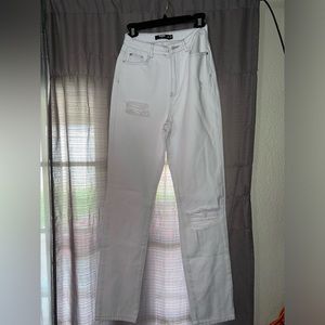 White ripped jeans